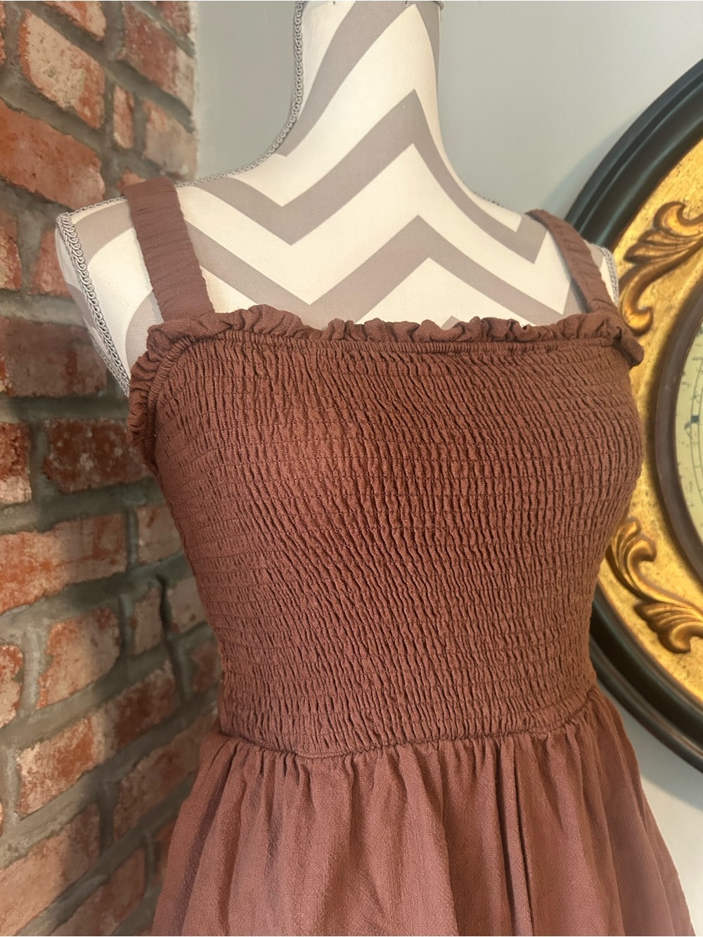 Altar’d State • Linen Ruffle Smock Romper - Picture 2 of 7